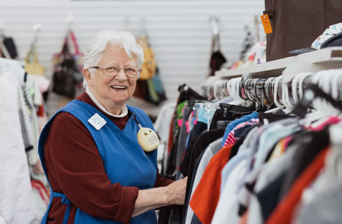 Volunteer working at the MCC Thrift Shop in Mission, BC.